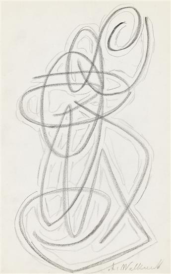 ABRAHAM WALKOWITZ Three abstract pencil drawings of Isadora Duncan.